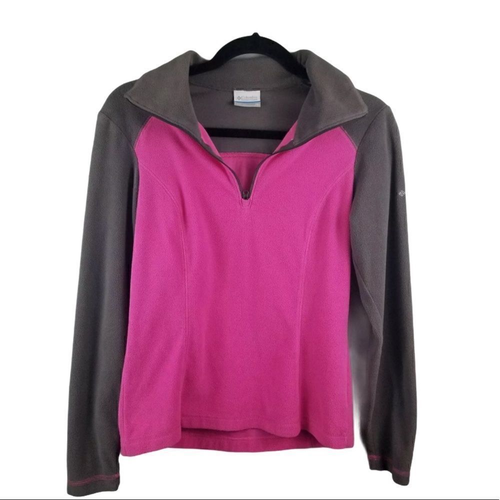 Columbia Fleece Quarter Zip Pink & Gray Pullover M
